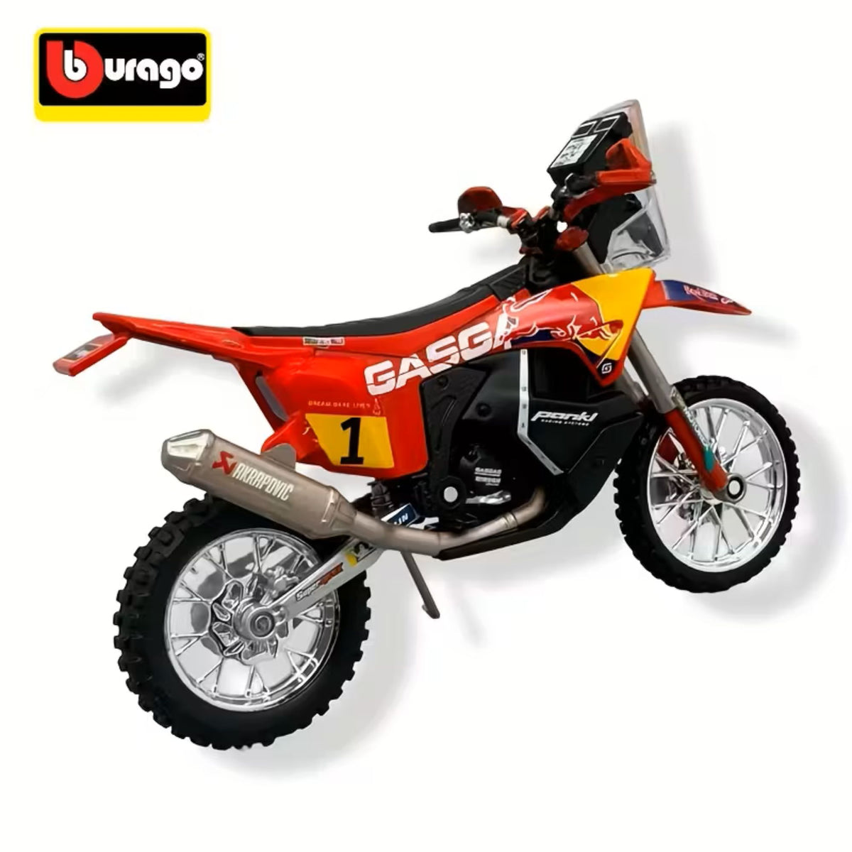 Bburago 1:18 GasGas RX450F Dakar Rally 2023 Diecast Motorcycle Model Bike Toy