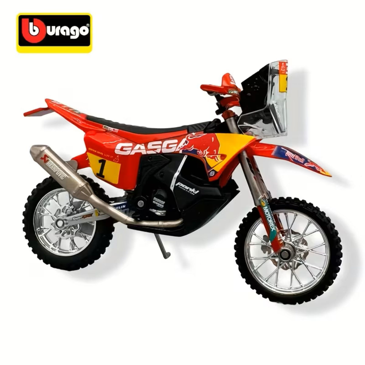 Bburago 1:18 GasGas RX450F Dakar Rally 2023 Diecast Motorcycle Model Bike Toy
