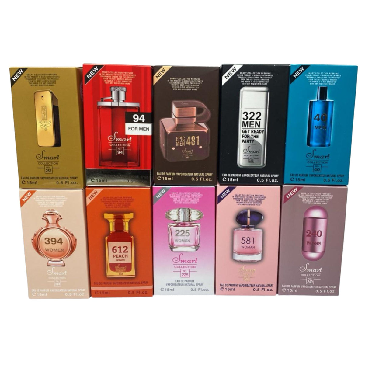 Smart Collection Mixed Perfume Gift Set – 10pcs 15ml Eau De Parfum (Men & Women)
