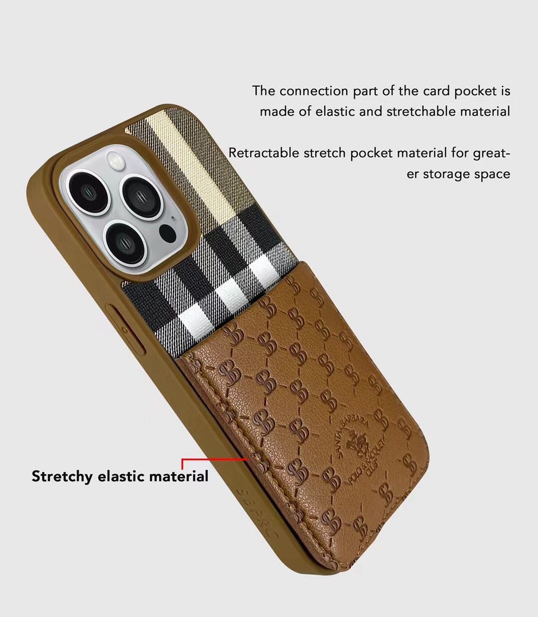 iPhone 14 Classic Plaid Genuine Santa Barbara Leather Case