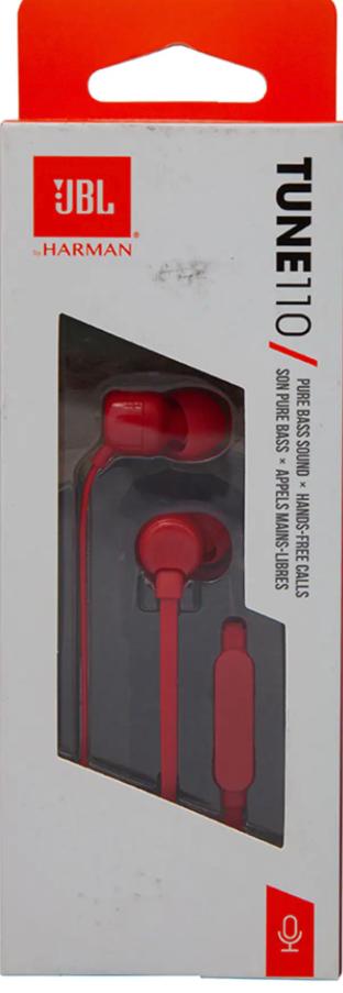 JBL Tune 110 Wired In-Ear Headphones,1-Button Remote/Mic