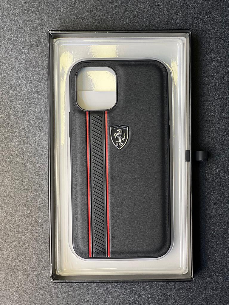 Ferrari iPhone ALL Cover Off Track leather Black Nylon Stripe Red