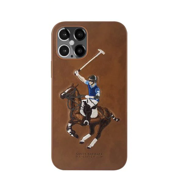 iPhone 12 Jockey Series Genuine Santa Barbara Leather Case - Brown