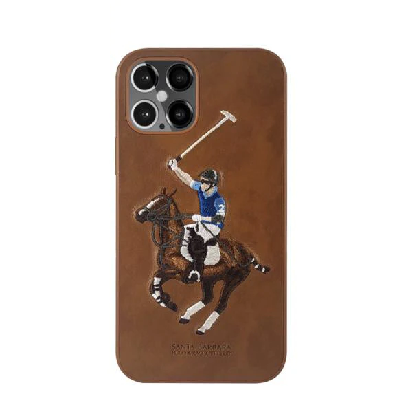 iPhone 12 Series Jockey Series Genuine Santa Barbara Leather Case - Brown