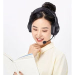 HP DHH-1601 Wired Headset with Microphone Stereo Sound 40mm Drivers Adjustable Mic Black