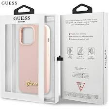 Guess iPhone 13 Pro Max Mag Safe Case Silicone Cover Metal Logo Pink