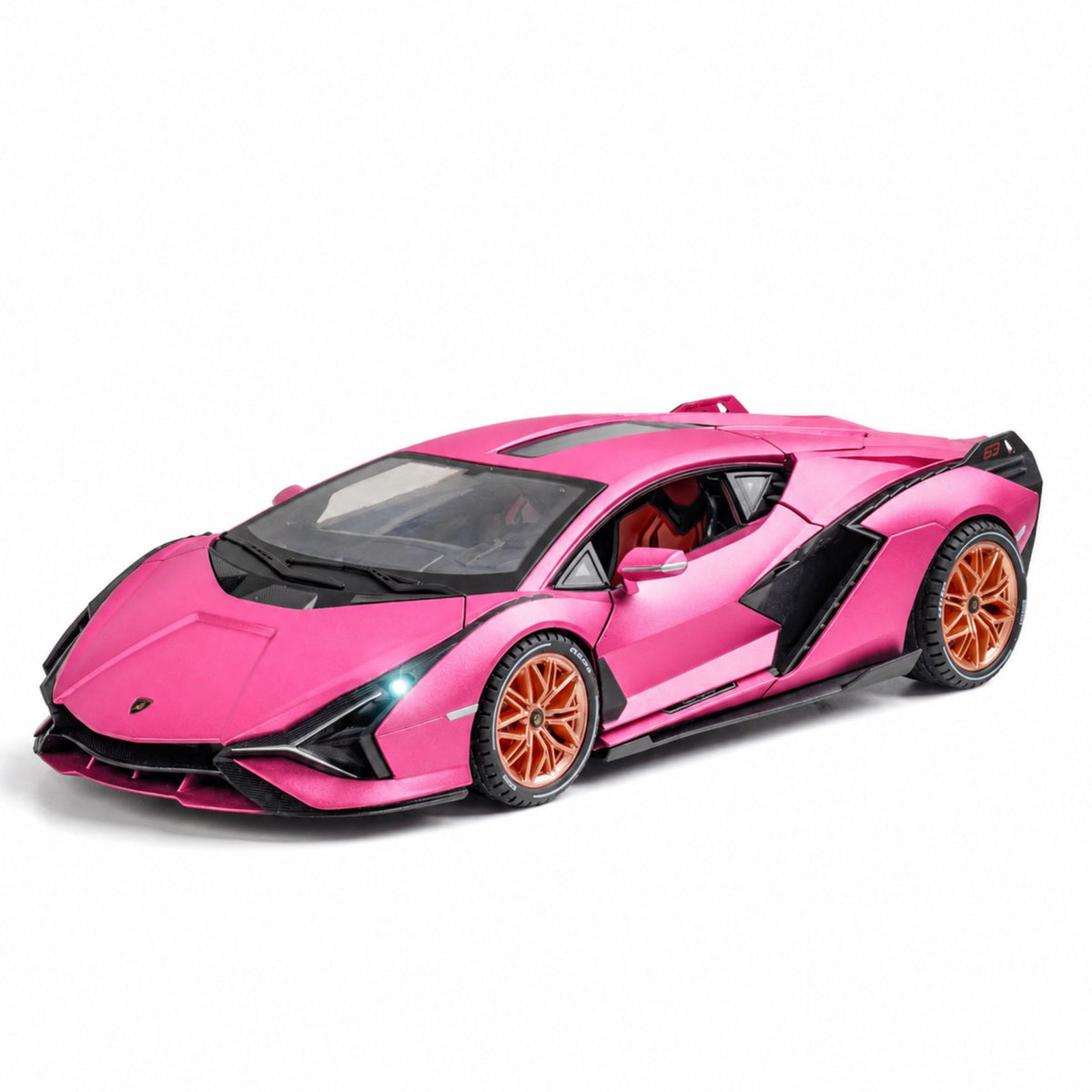 JINCHEJIANG 1:24 Lamborghini Sián FKP37 Diecast Model Car with Light & Sound – Pink Edition