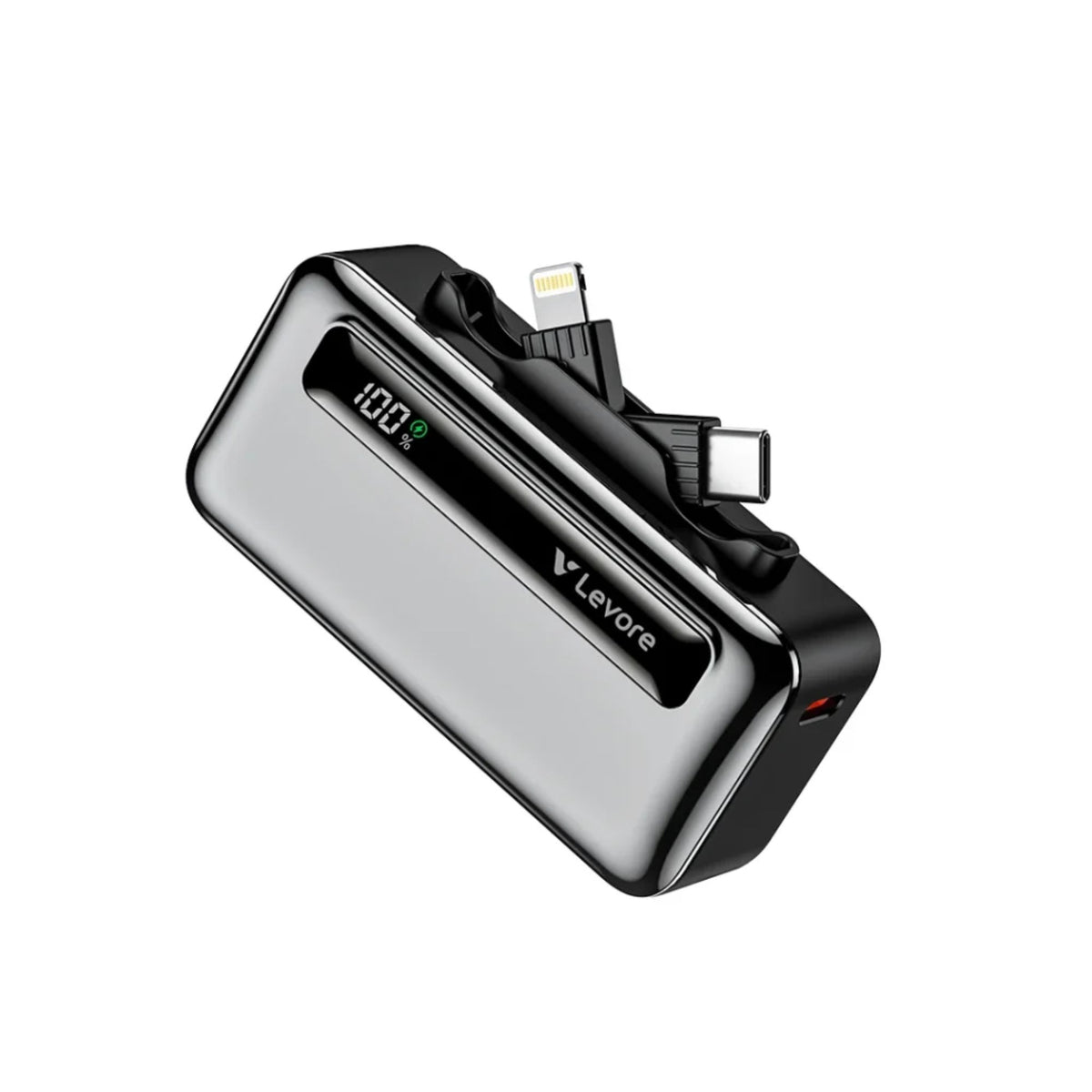 LEVORE LP611 3-in-1 Mini Power Bank 5000mAh 20W Fast Charging Portable Charger with Built-In USB-C Plug & Folding Stand