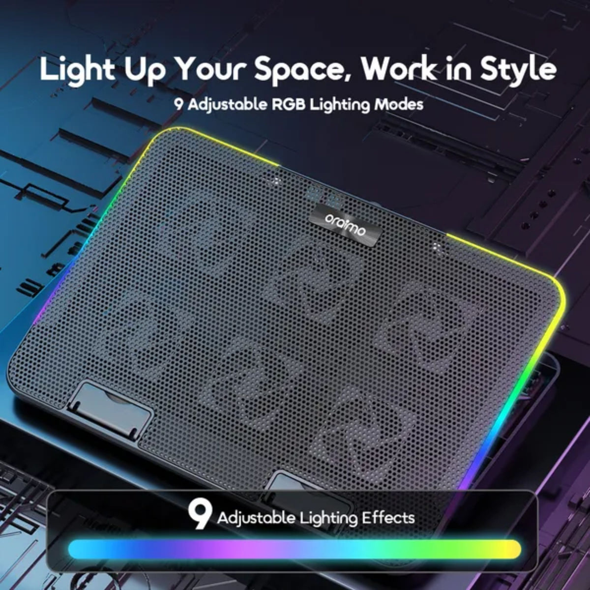 Oraimo ChillDock OSH-009A RGB Laptop Cooling Pad with 6 High Speed Fans & Adjustable Stand