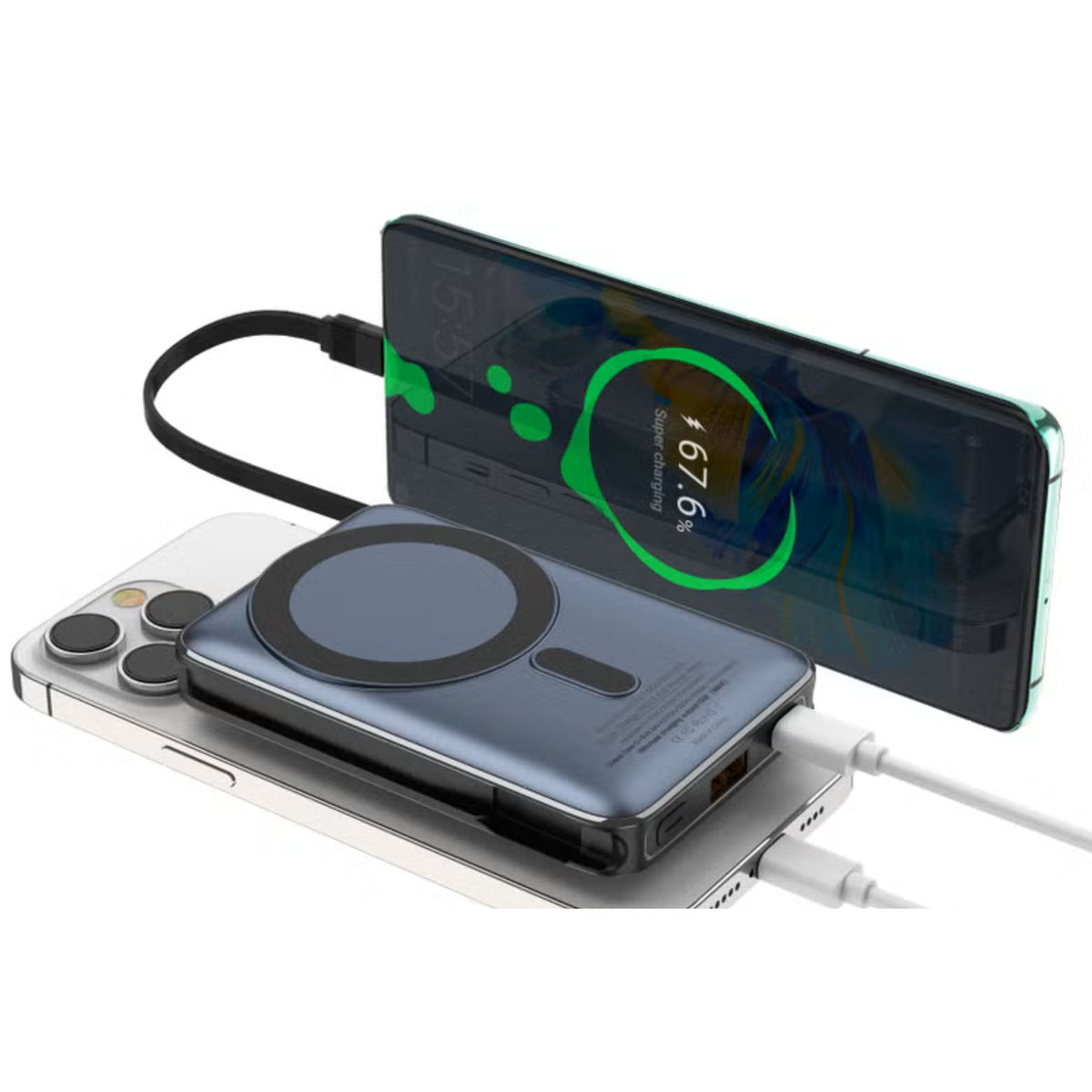 WAVE WV-PB30 Wireless Power Bank 10000mAh | 22.5W Fast Charging | 15W Wireless Charger | Built-in Stand