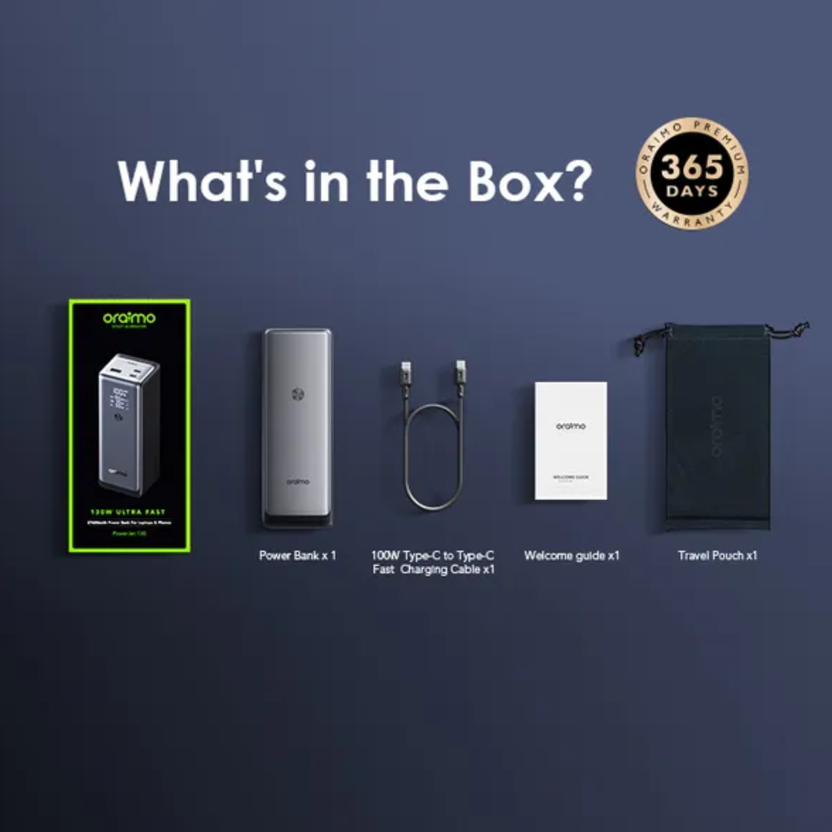 Oraimo PowerJet 130 OPB-727SQ 27600mAh Power Bank – 130W Ultra Fast Charging for Laptops & Phones